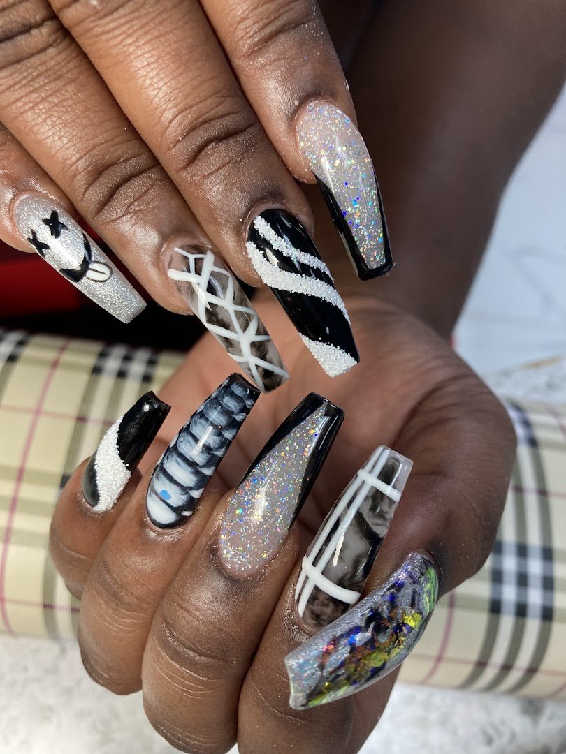 Close-up of fresh manicure work.